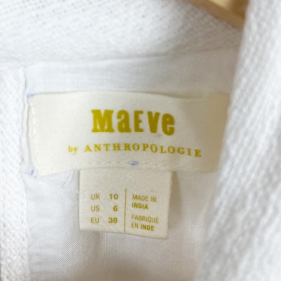 Anthropologie Maeve Petunia White Floral Shirt Dress Size 6 - Picture 4 of 7